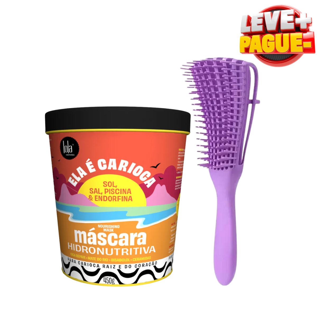 KIT LOLA COSMETICS MÁSCARA HIDRONUTRITIVA ELA É CARIOCA 450G + ESCOVA POLVO