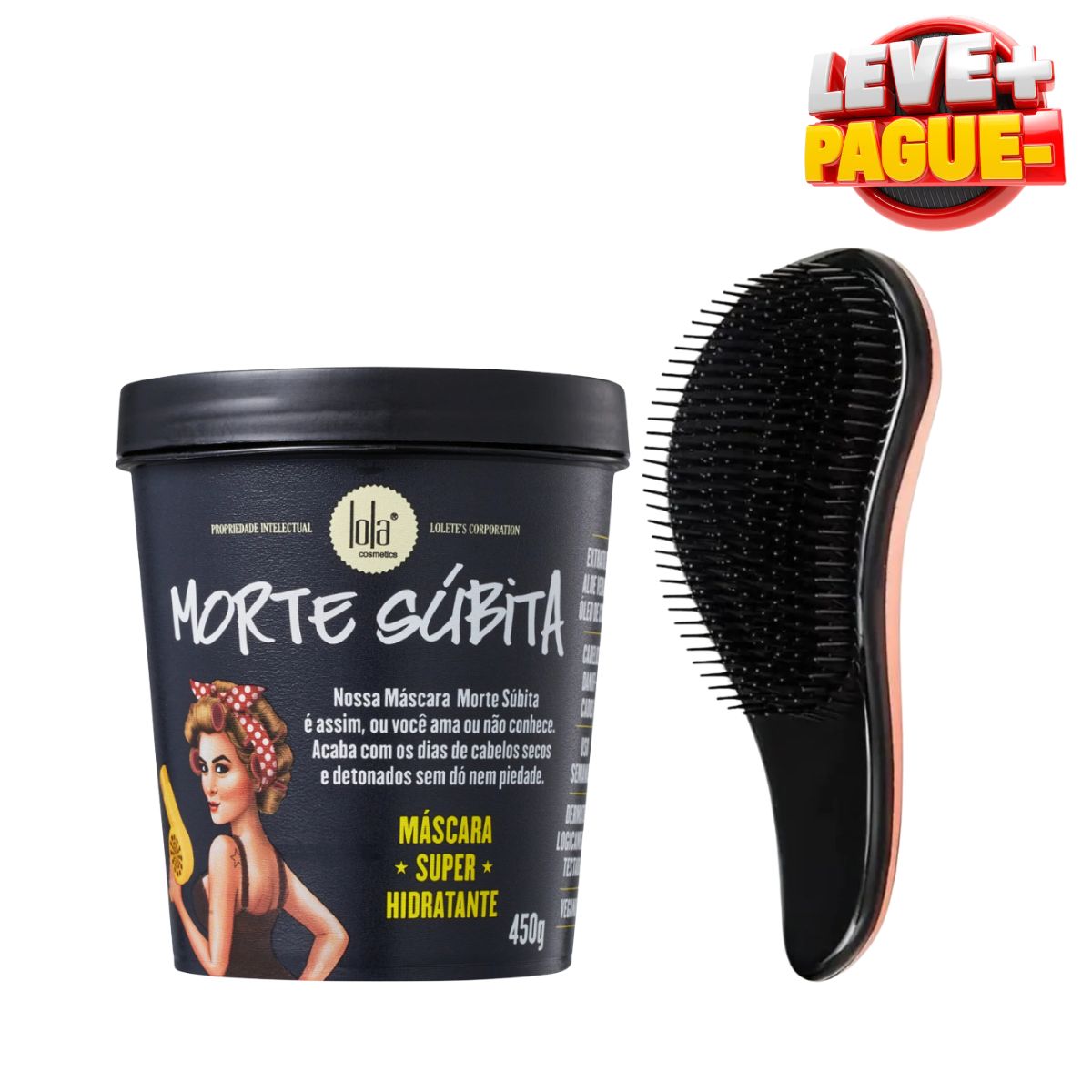 KIT LOLA COSMETICS MÁSCARA DE HIDRATAÇÃO MORTE SÚBITA 450G + ESCOVA MÁGICA