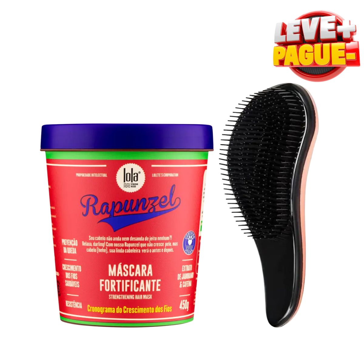 KIT LOLA COSMETICS MÁSCARA FORTIFICANTE RAPUNZEL 450G + ESCOVA MÁGICA