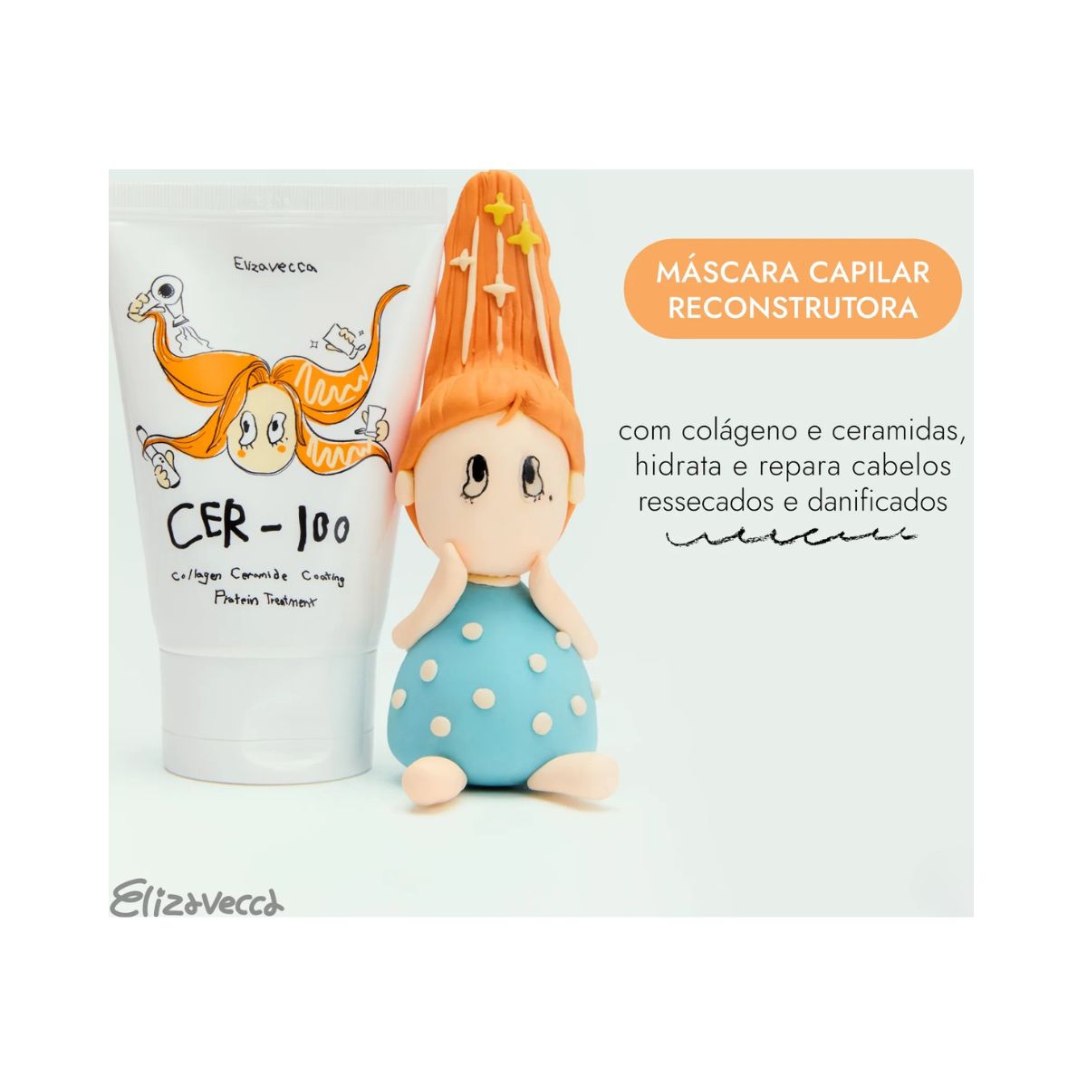 MÁSCARA CAPILAR CER-100 TRATAMENTO PROTEICO COM COLÁGENO E CERAMIDAS ELIZAVECCA 