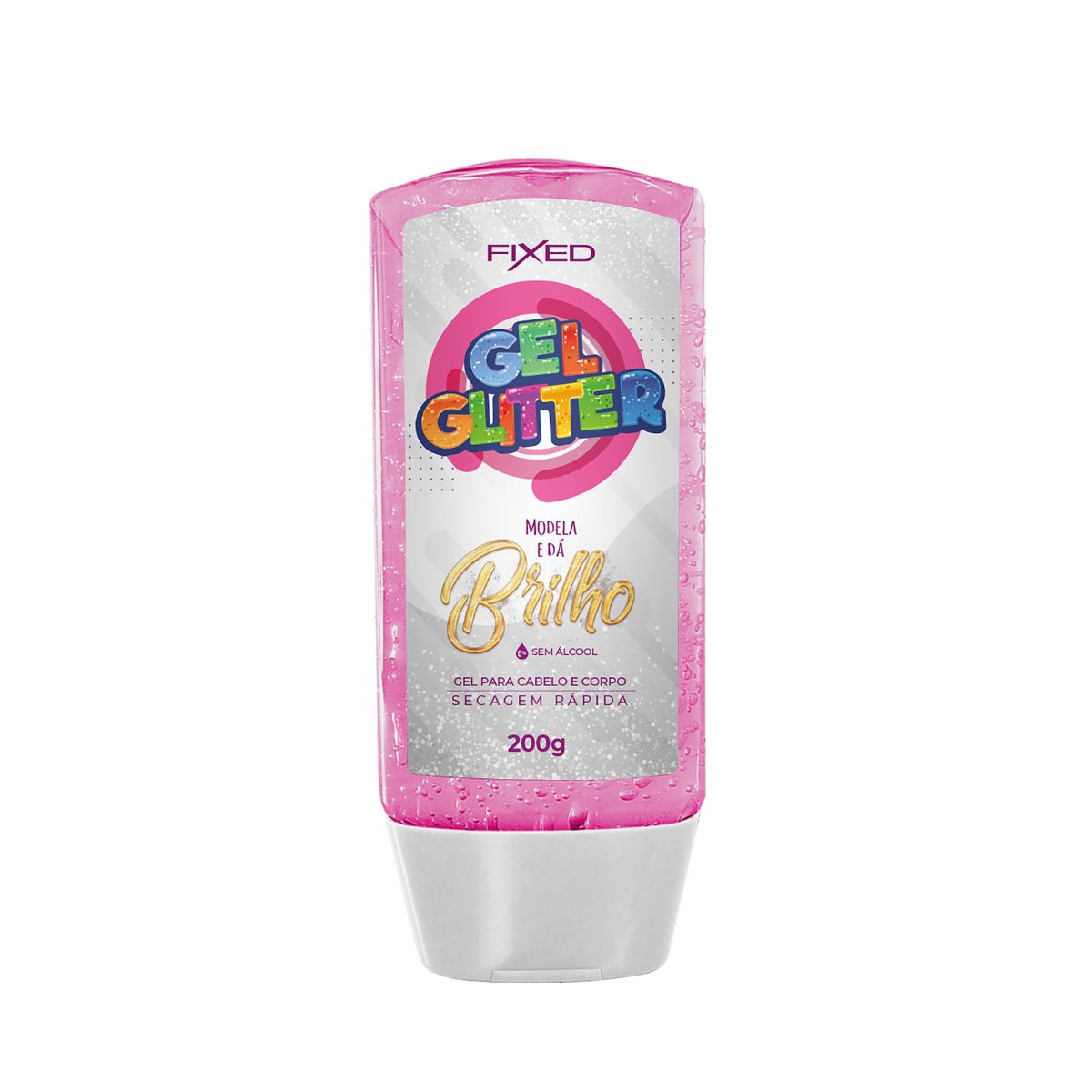 GEL DESODORANTE COM GLITTER CORPO E CABELO ROSA FIXED 200G