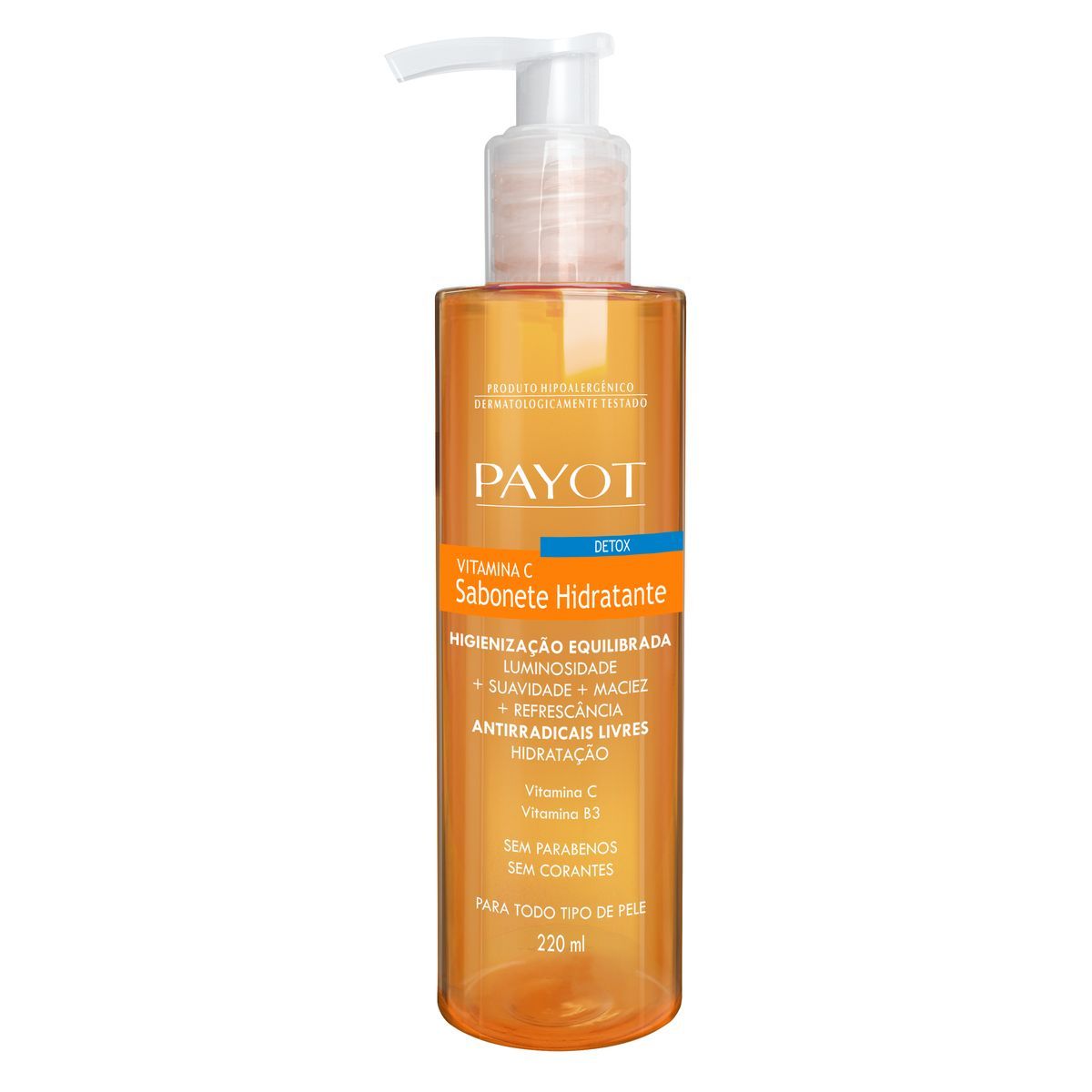 KIT PAYOT SABONETE HIDRATANTE LÍQUIDO DETOX VITAMINA C 220ML + ESPONJA PARA MAQU