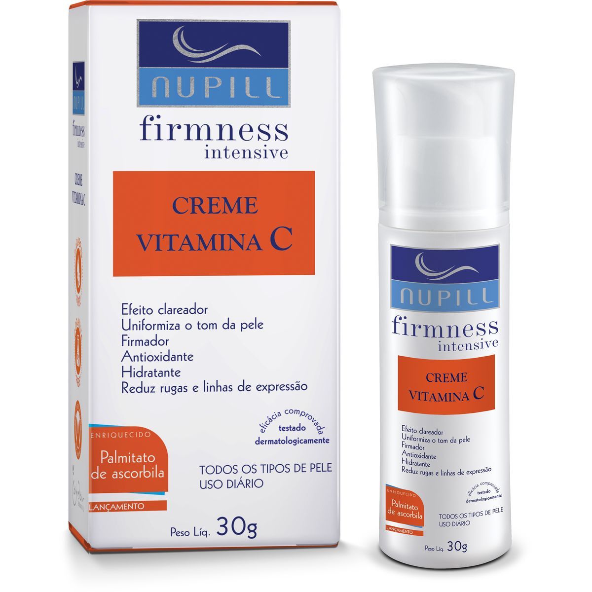 KIT NUPILL CREME FACIAL CLAREADOR VITAMINA C INTENSIVE 30G + CREME FACIAL ANTIRR