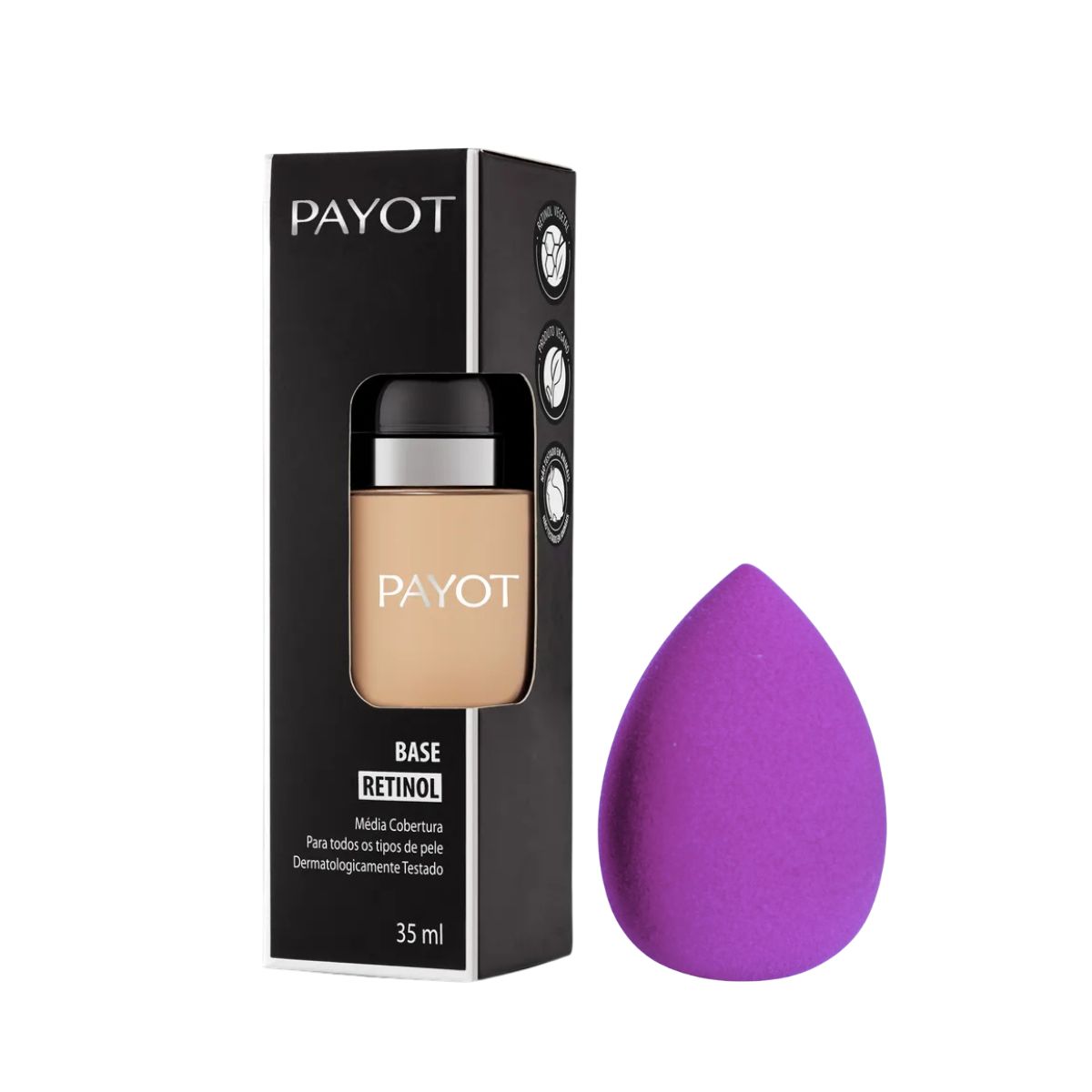 KIT PAYOT BASE FACIAL RETINOL COR 30 35ML + ESPONJA PARA MAQUIAGEM