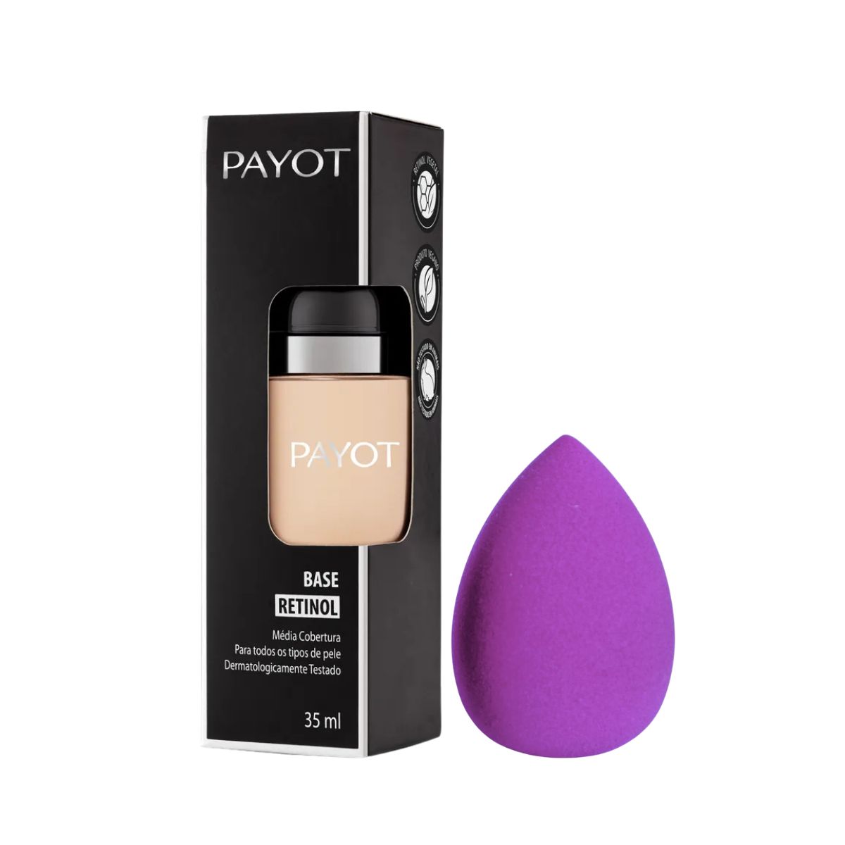 KIT PAYOT BASE FACIAL RETINOL COR 10 35ML + ESPONJA PARA MAQUIAGEM