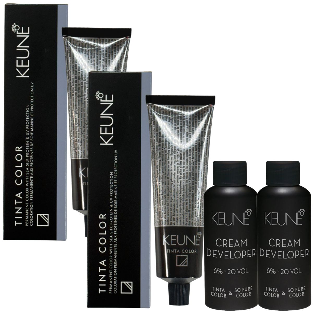 KIT KEUNE 2 COLORAÇÕES 0/11 AZUL CINZA 60ML + 2 ÁGUA OXIGENADA DEVELOPER 6% DE 2