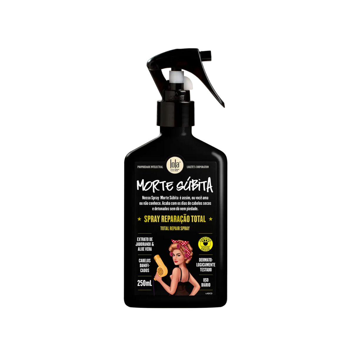 KIT LOLA COSMETICS SPRAY REPARAÇÃO MORTE SÚBITA 250ML + TOUCA DE CETIM ANTI FRIZ