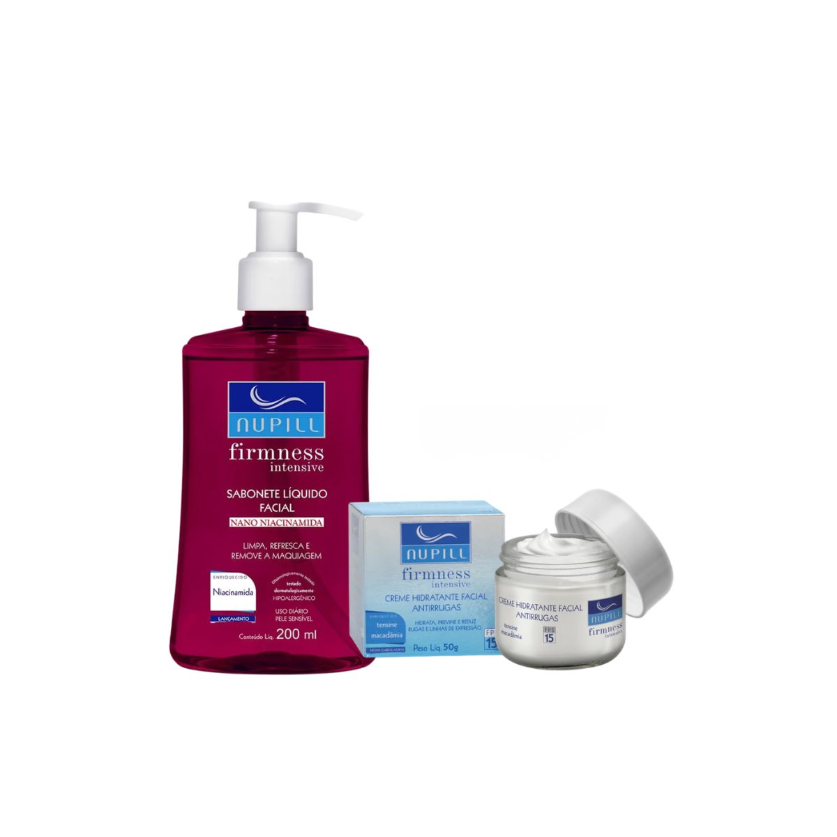 KIT NUPILL SABONETE LÍQUIDO FACIAL NIACINAMIDA 200ML + CREME FACIAL ANTIRRUGAS F