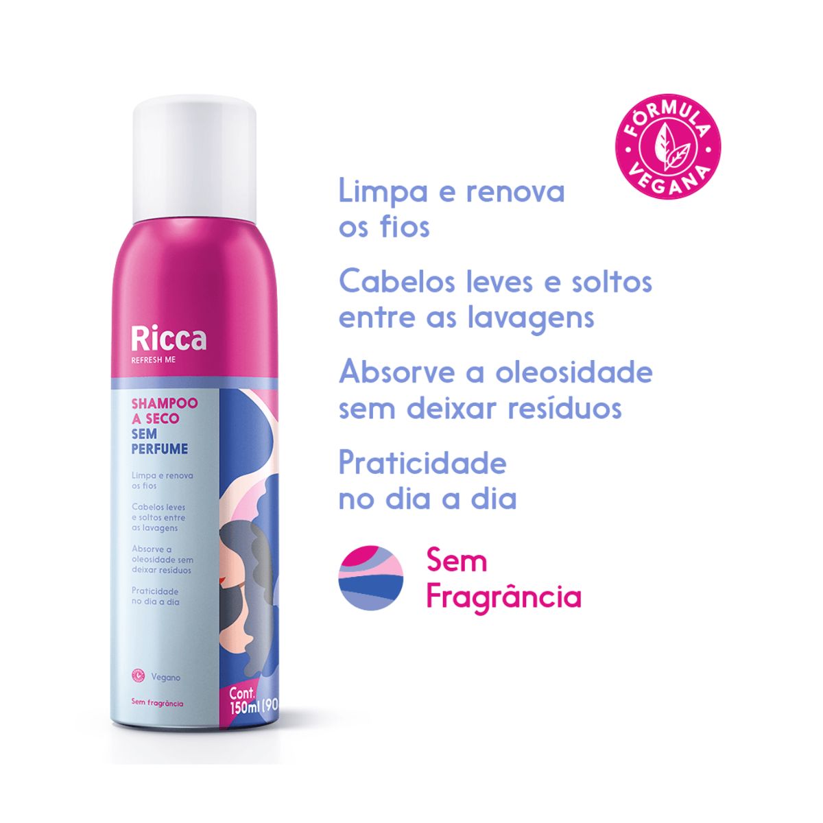 SHAMPOO A SECO SEM PERFURME RICCA 150ML 2857