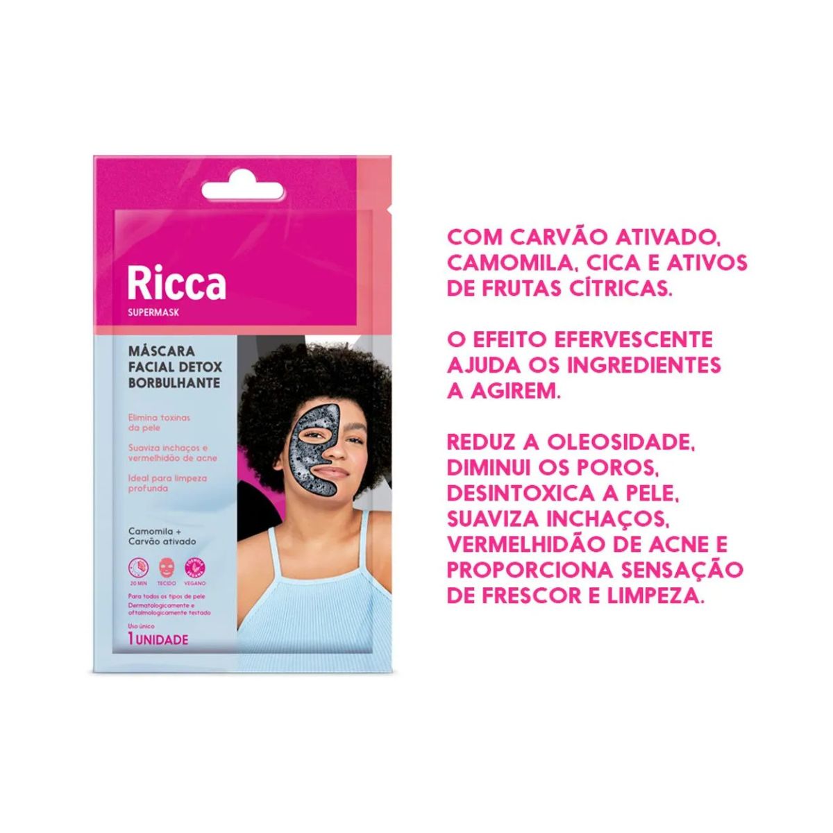 MÁSCARA FACIAL BORBULHANTE PARA DESINTOXICAR A PELE RICCA 3753