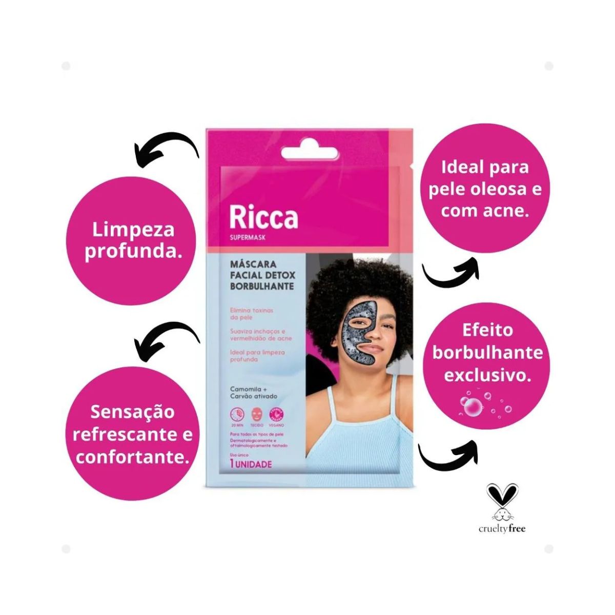 MÁSCARA FACIAL BORBULHANTE PARA DESINTOXICAR A PELE RICCA 3753