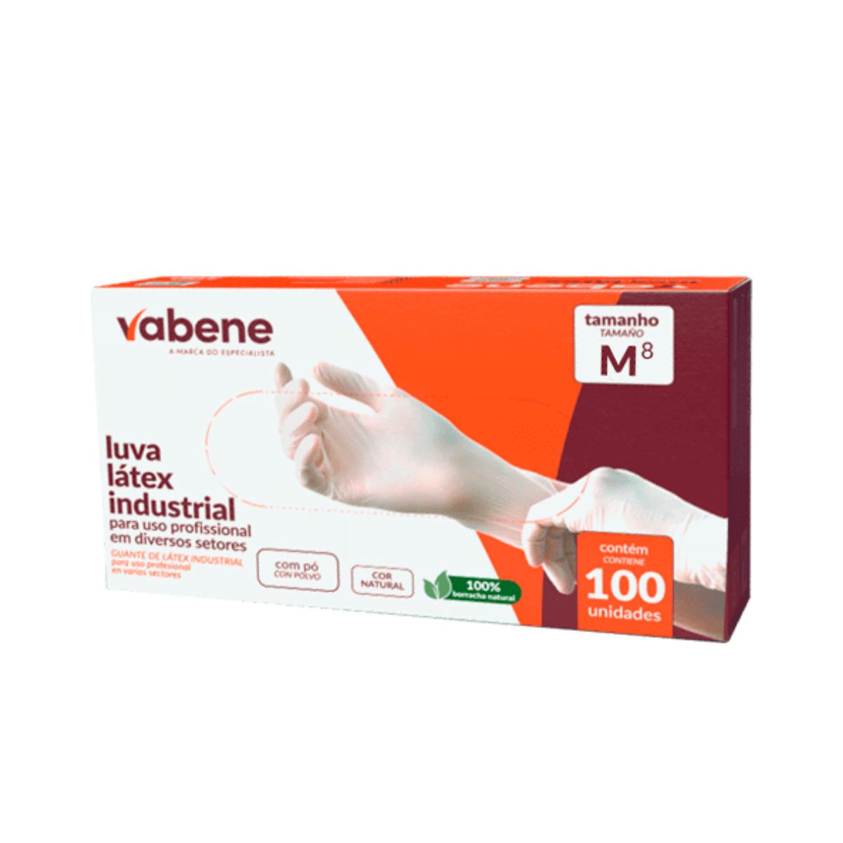 LUVA LATEX VABENE COM PÓ PROTEÇÃO QUIMICA M C/100