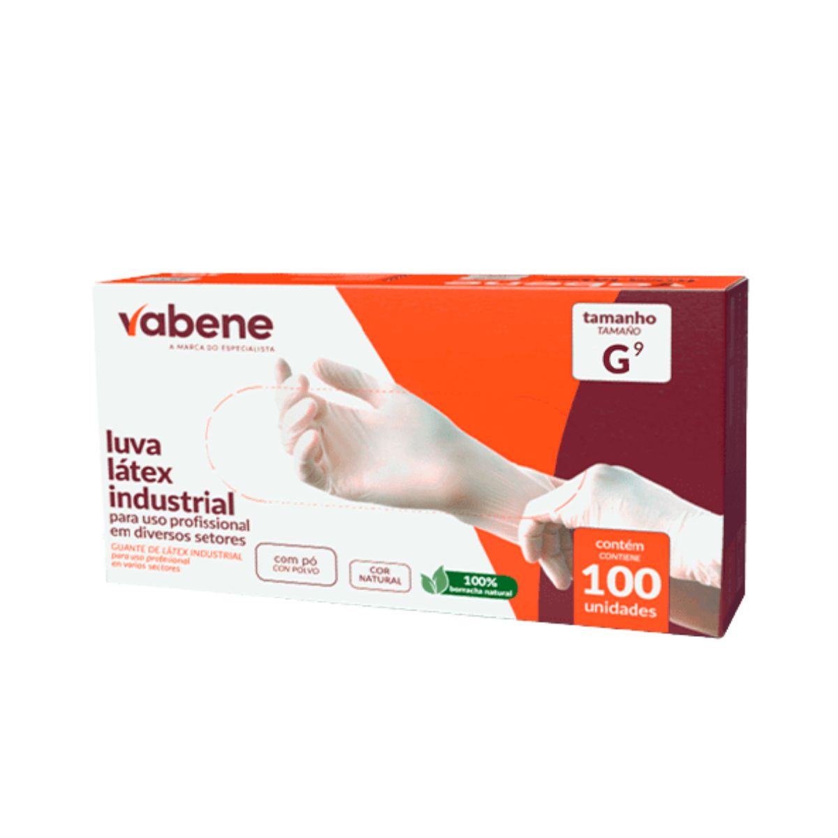 LUVA LATEX VABENE COM PÓ PROTEÇÃO QUIMICA G C/100
