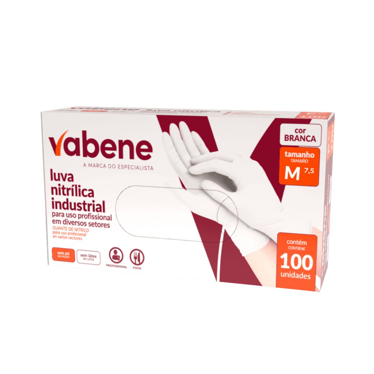 LUVA NITRILICA VANENE  PROTEÇÃO IND BRANCA M C/100