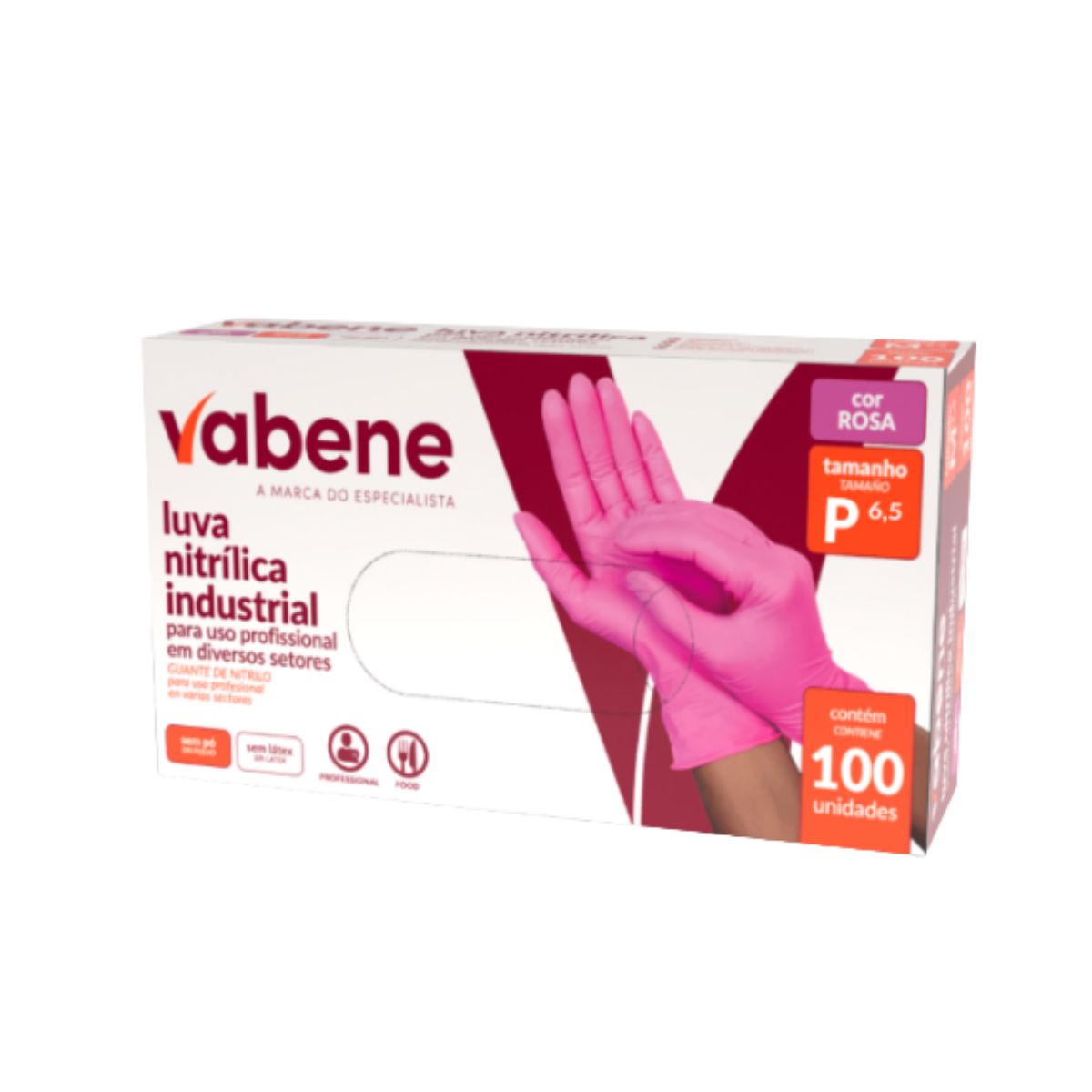 LUVA NITRILICA VABENE ROSA P C/100