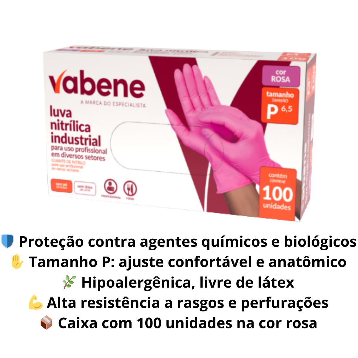 LUVA NITRILICA VABENE ROSA P C/100