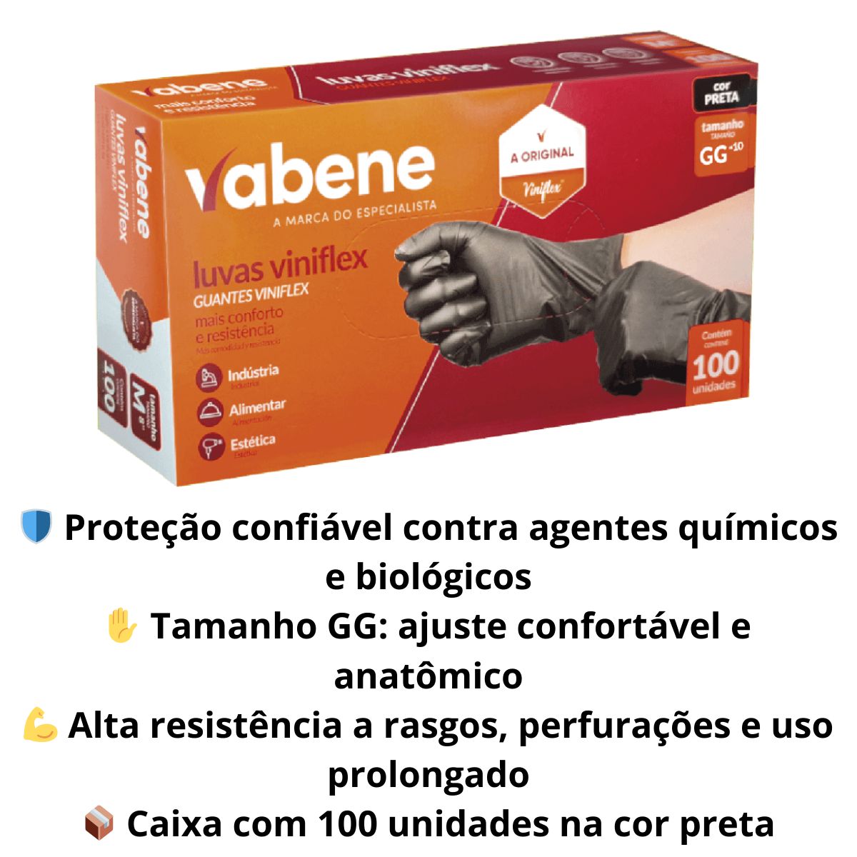 LUVA VINIFLEX VABENE PRETA GG C/100