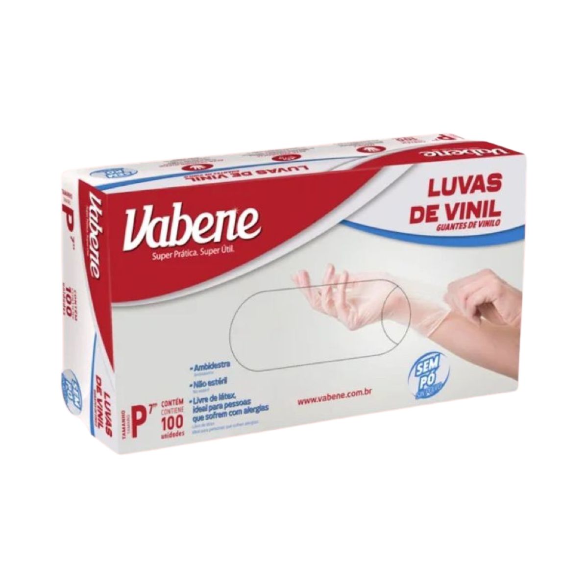 LUVA VINIL VABENE S/PO P C/100