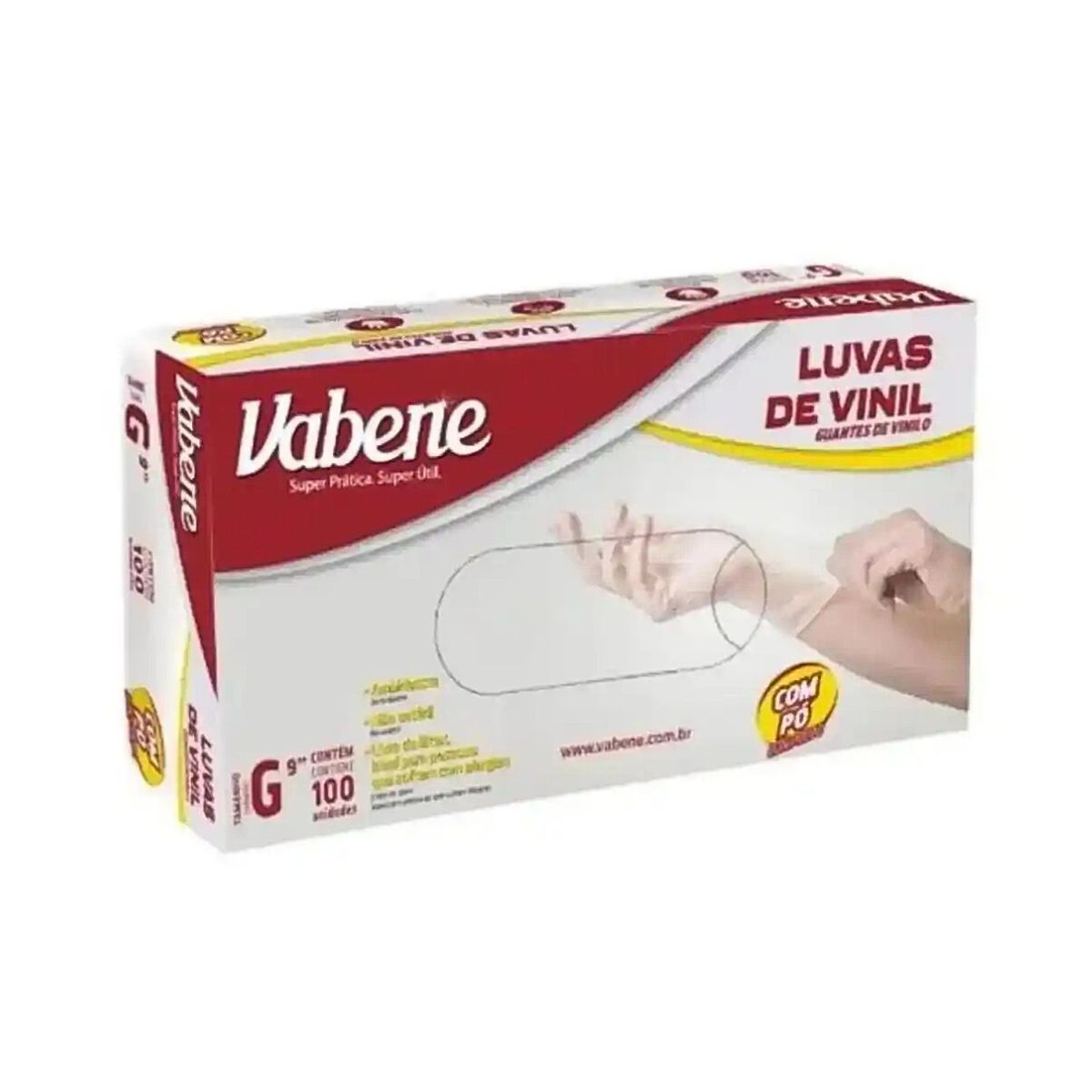LUVA VINIL VABENE C/PO G C/100
