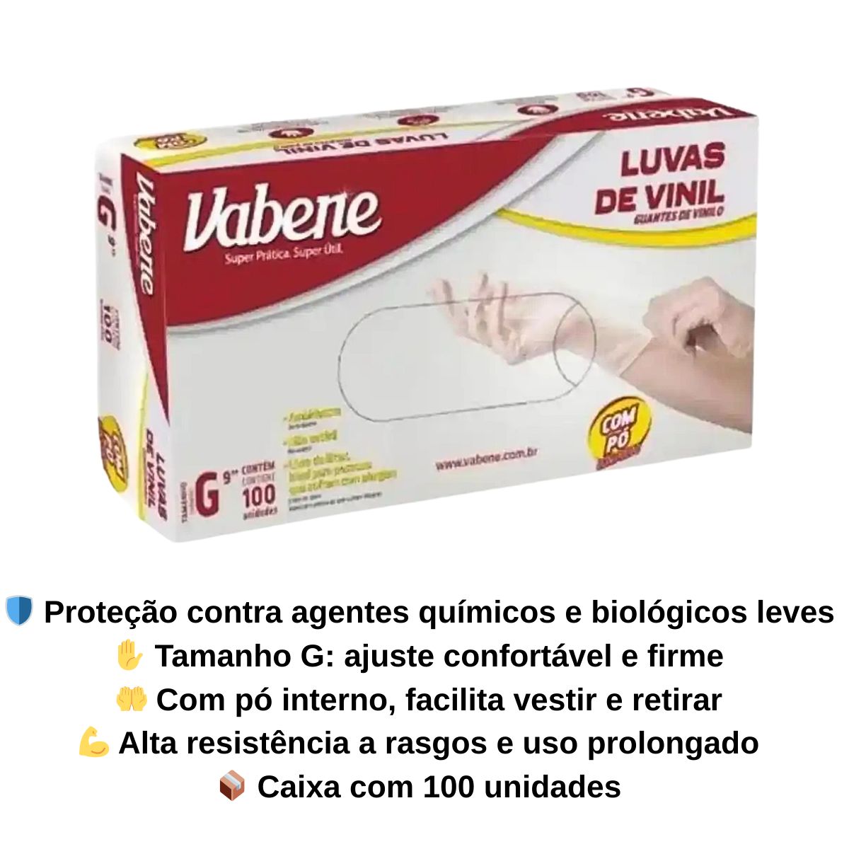 LUVA VINIL VABENE C/PO G C/100