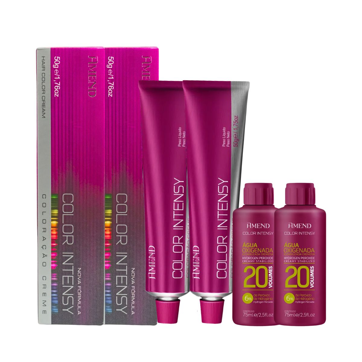 KIT AMEND 2 COLORAÇÕES 6.34 LOURO ESCURO DOURADO ACOBREADO COLOR INTENSY 50G + 2