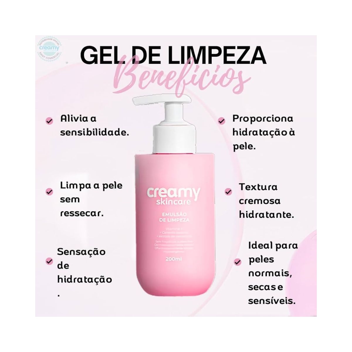 EMULSÃO DE LIMPEZA FACIAL CREAMY 200ML