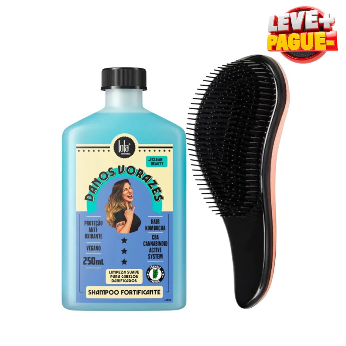 KIT LOLA SHAMPOO DANOS VORAZES 150ML + ESCOVA MÁGICA ANTI FRIZZ
