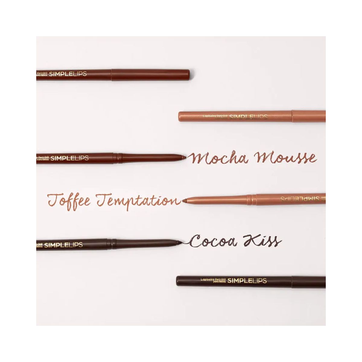 LAPISEIRA RETRÁTIL PARA LÁBIOS SIMPLE LIPS COCOA KISS MARIA MARIA 1,2ML