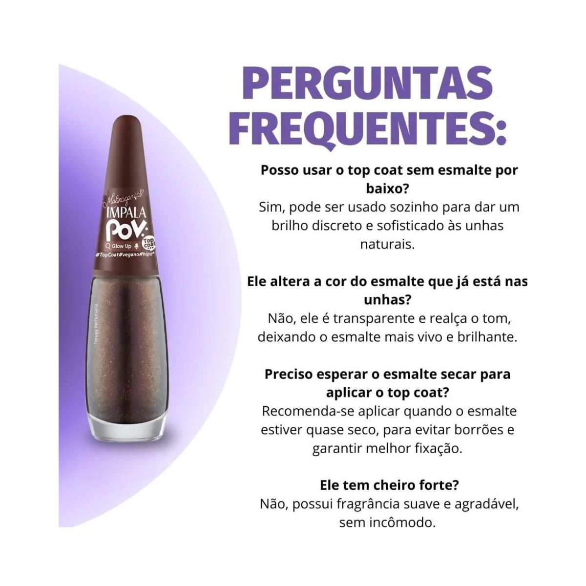 ESMALTE TOP COAT POV: GLOW UP PEROLADO IMPALA 7,5ML