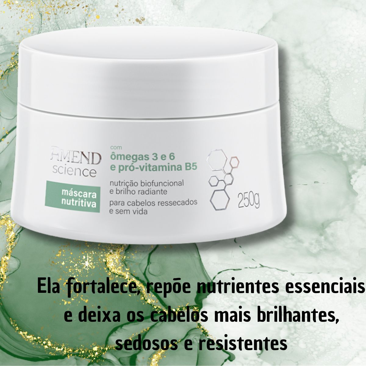 MÁSCARA NUTRITIVA COM ÔMEGAS 3 E 6 E PRÓ-VITAMINA B5 SCIENCE AMEND 250GR