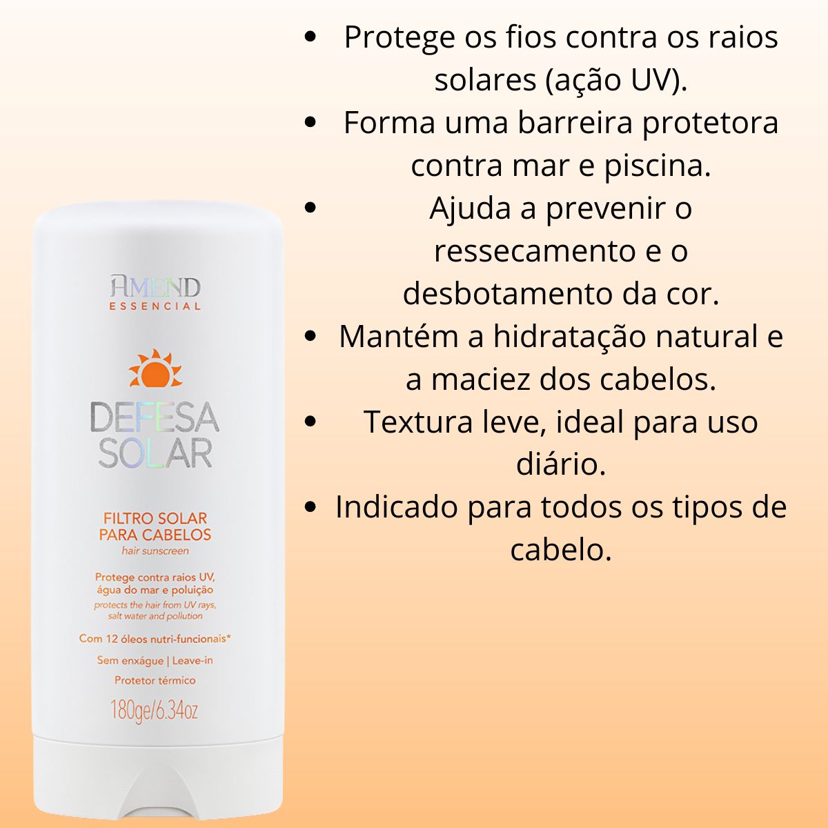 FILTRO SOLAR PARA CABELOS ESSENCIAL DEFESA SOLAR AMEND 180G