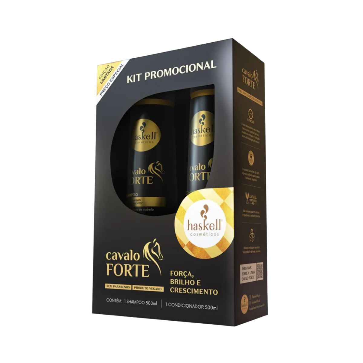 KIT SHAMPOO 500ML + CONDICIONADOR 500ML CAVALO FORTE