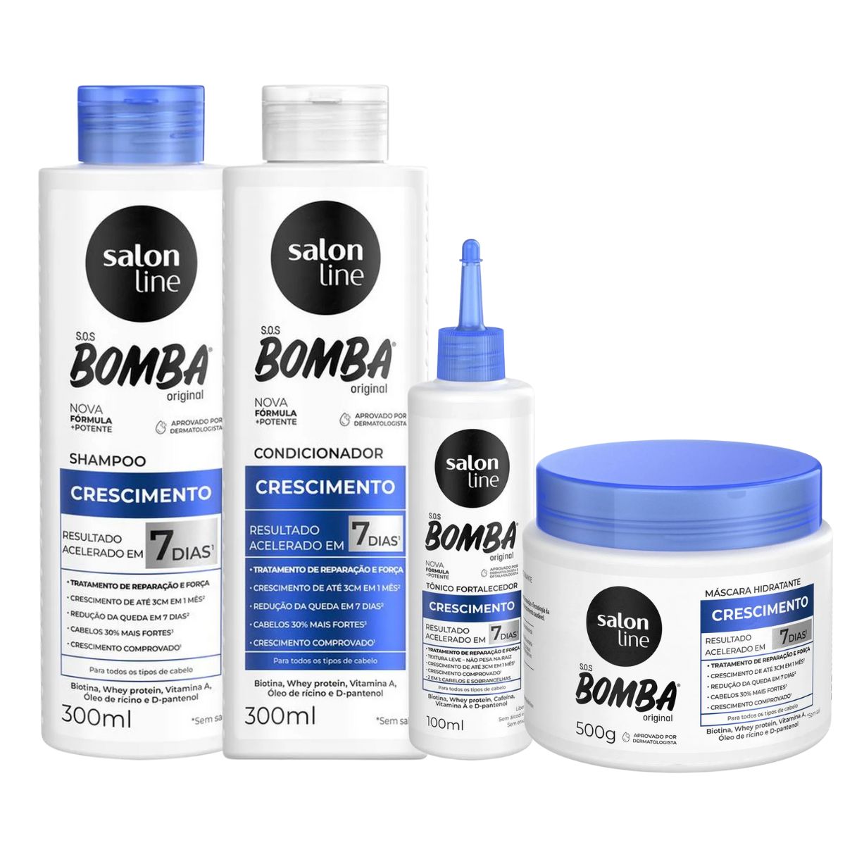 KIT SALON LINE SHAMPOO 300ML + CONDICIONADOR 300ML + MÁSCARA 500G + TÔNICO 100ML