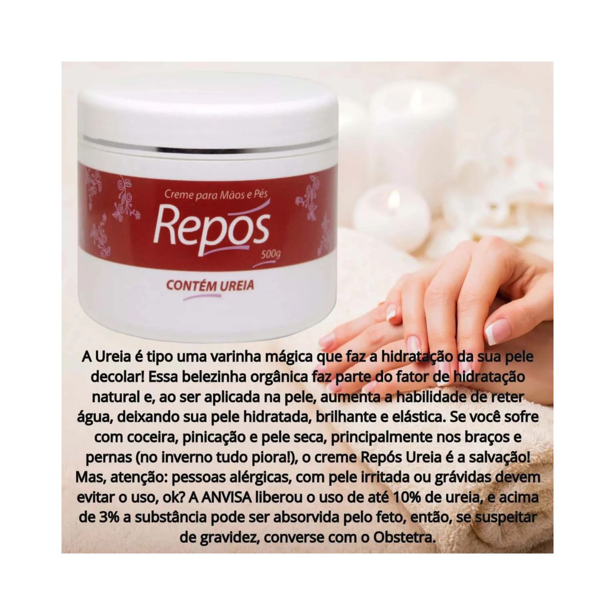 CREME MÃOS E PÉS COM UREIA REPOS 500G