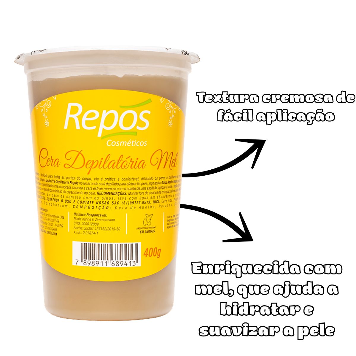 CERA DEPILATÓRIA EM POTE MEL REPOS 400G