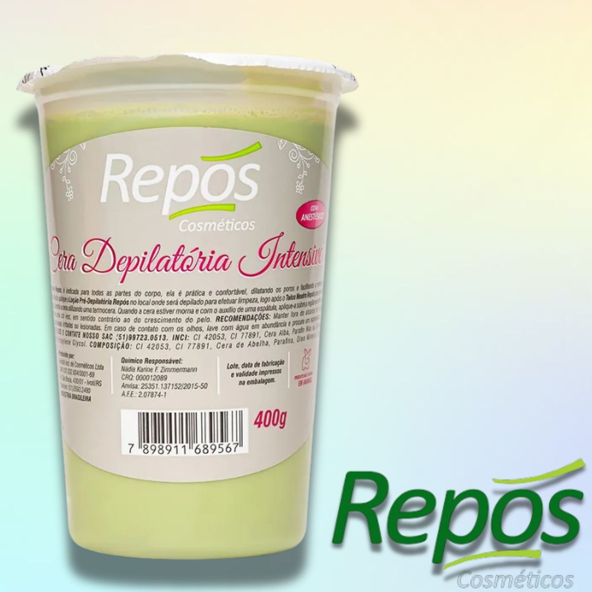 CERA DEPILATÓRIA EM POTE INTENSE REPOS 400G