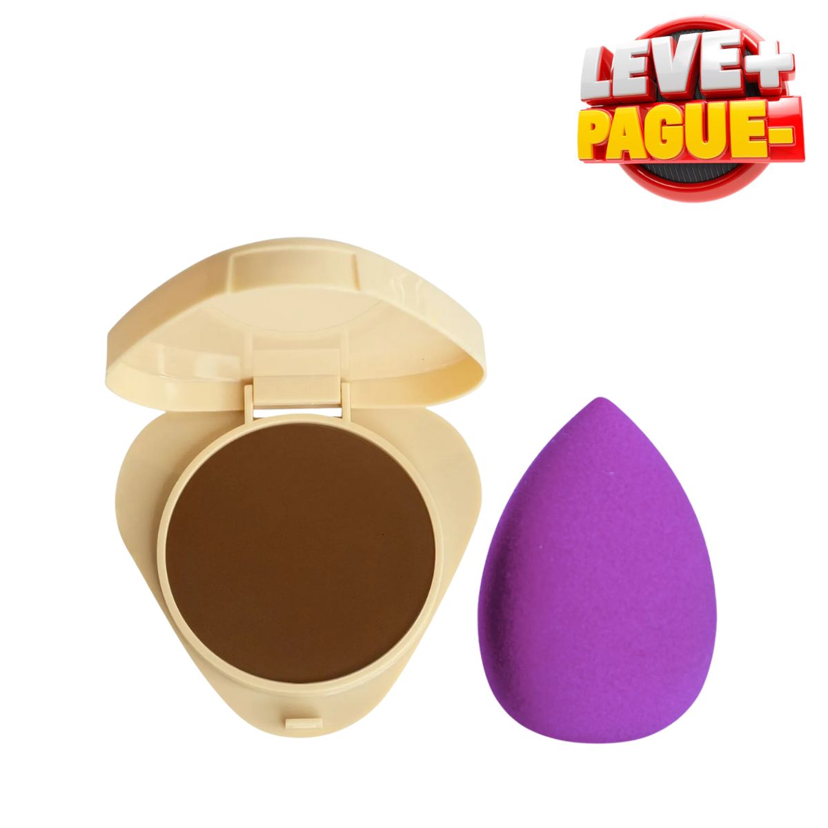 KIT RUBY ROSE PÓ COMPACTO GLASS GPD30 + ESPONJA PARA MAQUIAGEM