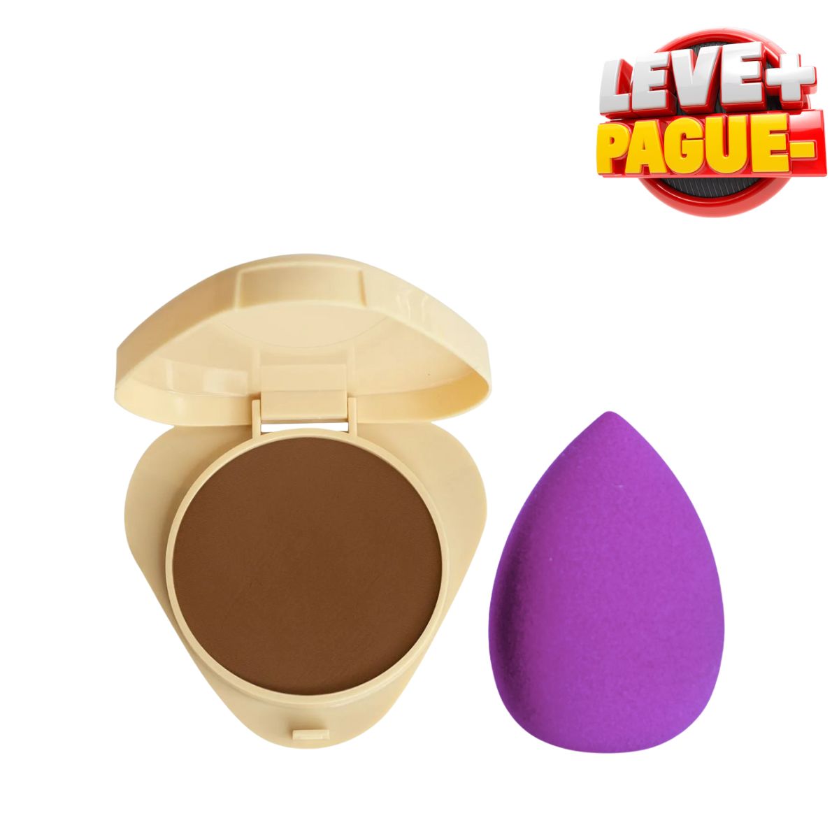 KIT RUBY ROSE PÓ COMPACTO GLASS GPD20 + ESPONJA PARA MAQUIAGEM