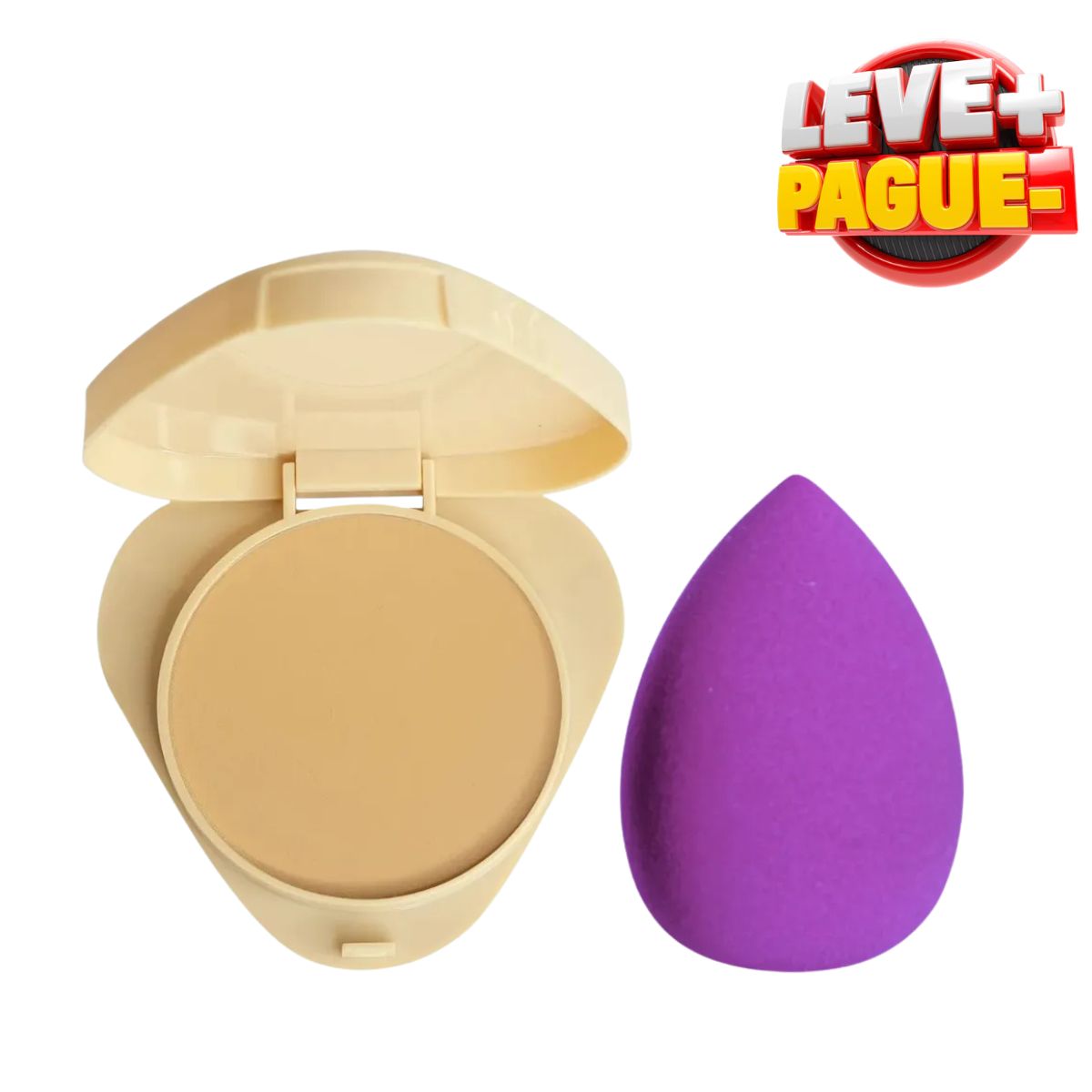 KIT RUBY ROSE PÓ COMPACTO GLASS GPM20 + ESPONJA PARA MAQUIAGEM