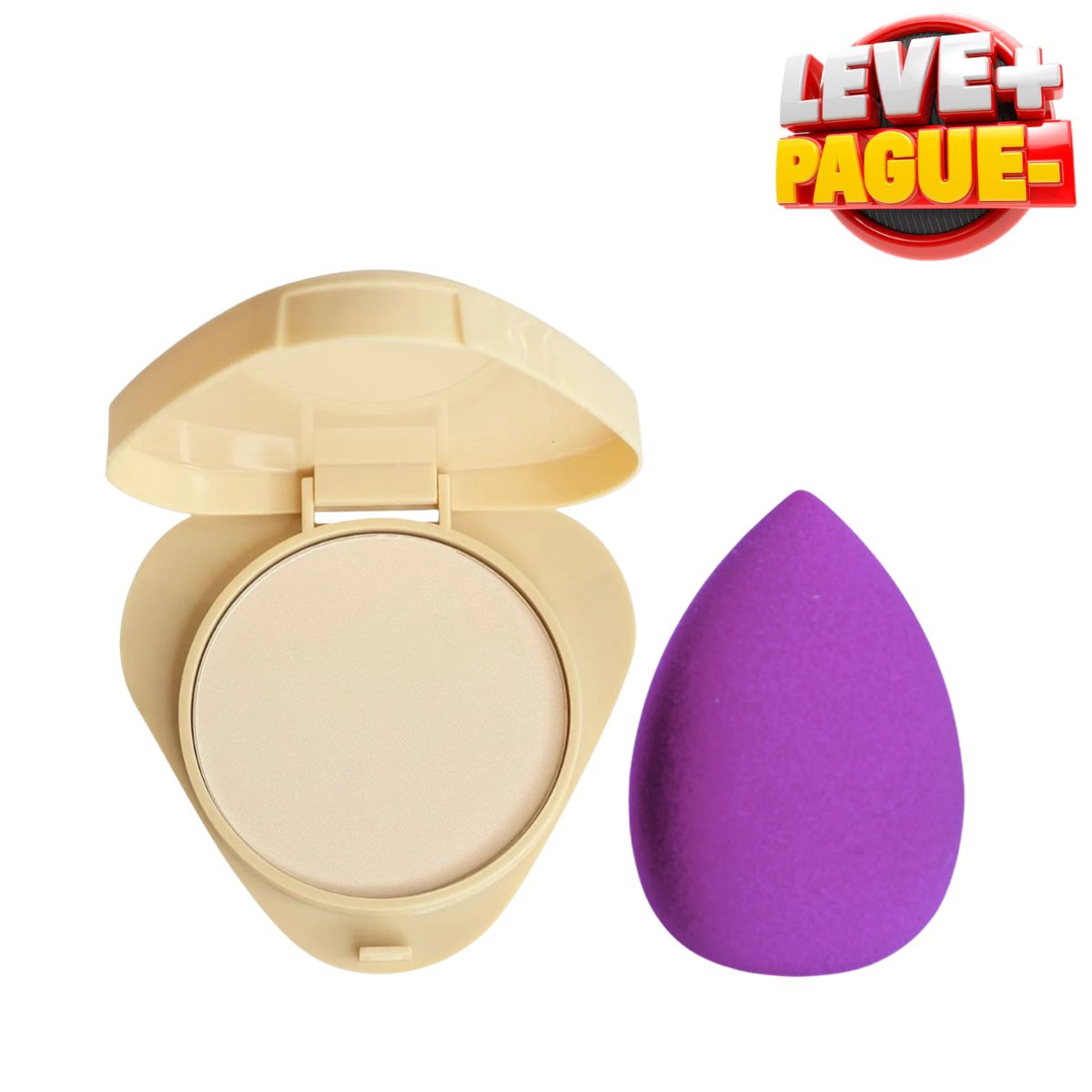 KIT RUBY ROSE PÓ COMPACTO GLASS GPF10 + ESPONJA PARA MAQUIAGEM