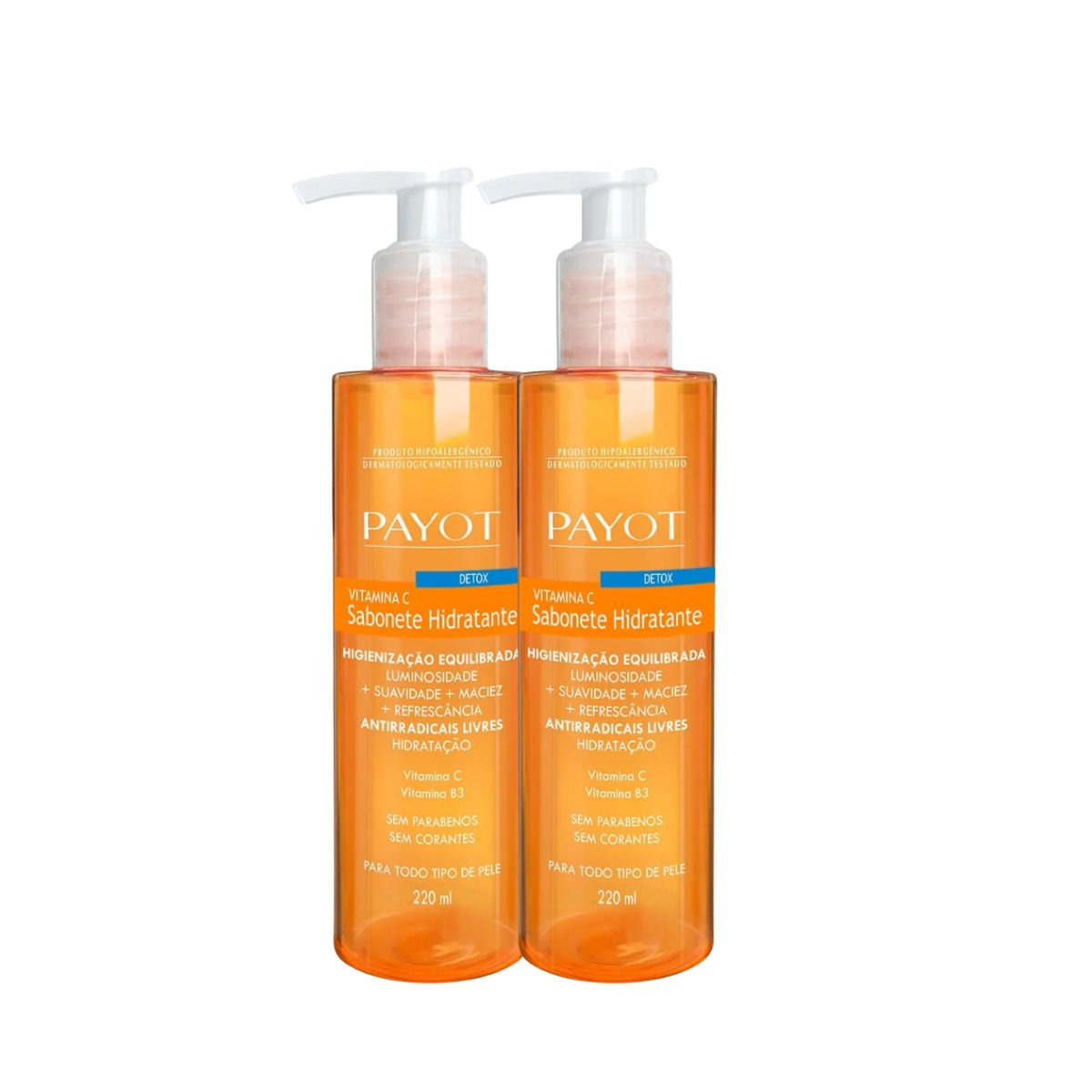 KIT PAYOT 2 SABONETES HIDRATANTES LÍQUIDO DETOX VITAMINA C 220 ML
