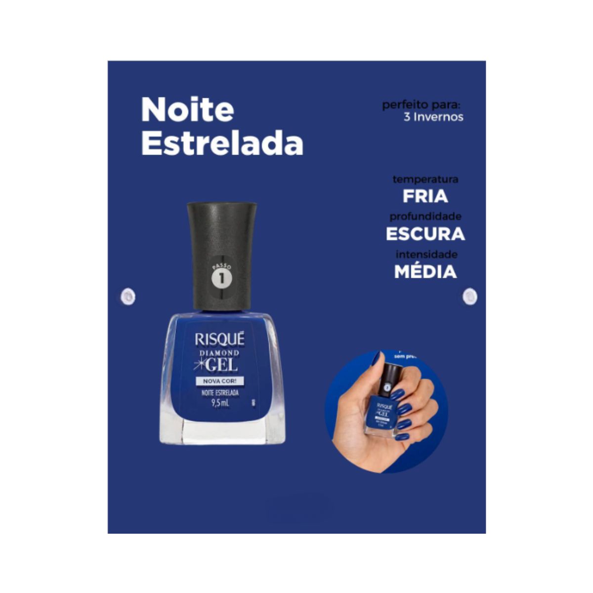 ESMALTE RISQUÉ CREMOSO DIAMOND GEL NOITE ESTRELADA 9,5ML