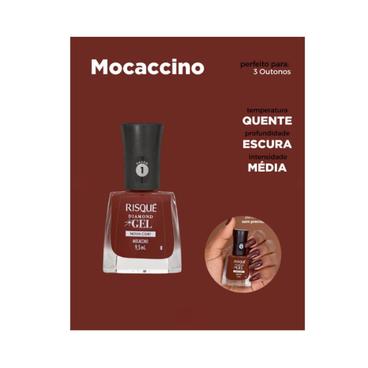 ESMALTE RISQUÉ CREMOSO DIAMOND GEL MOCACCINO 9,5ML