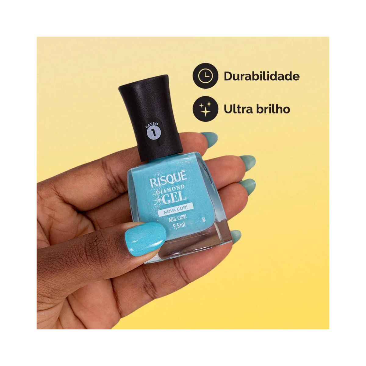 ESMALTE RISQUÉ CREMOSO DIAMOND GEL AZUL CAPRI 9,5ML