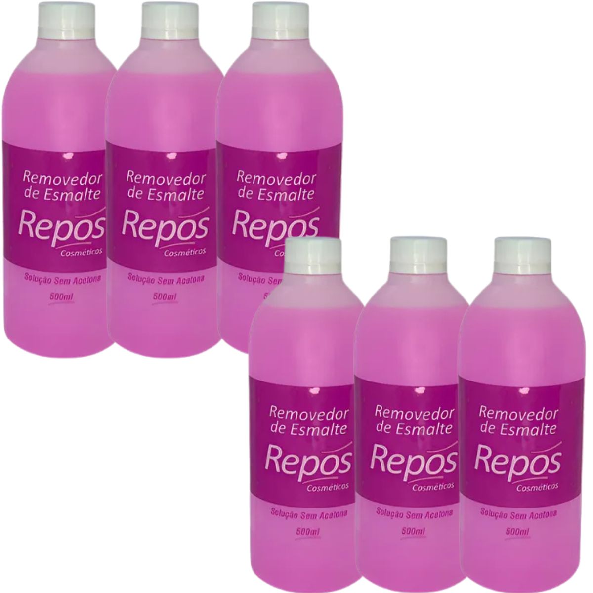 KIT REPÓS 6 REMOVEDORES DE ESMALTES SEM ACETONA 500ML