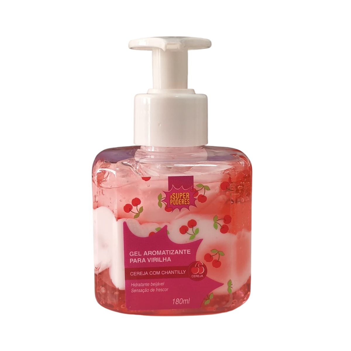 GEL BEIJÁVEL CORPO E VIRILHA CEREJA COM CHANTILLY SUPER PODERES 180ML