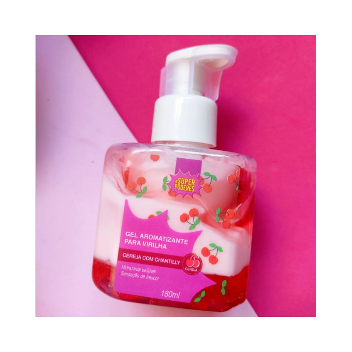 GEL BEIJÁVEL CORPO E VIRILHA CEREJA COM CHANTILLY SUPER PODERES 180ML