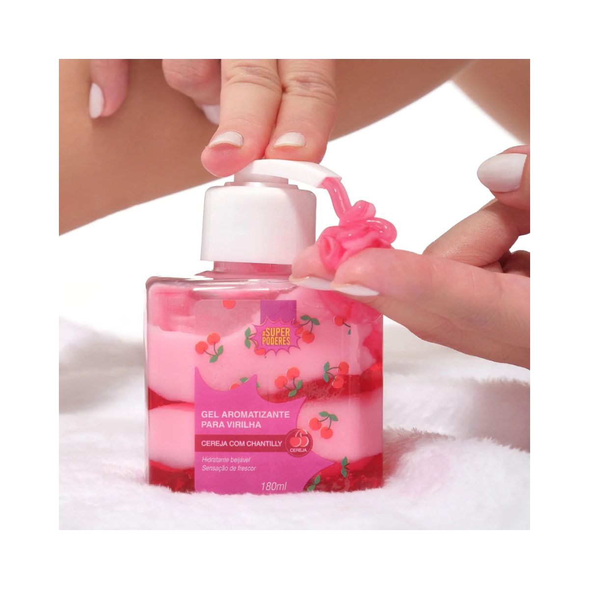 GEL BEIJÁVEL CORPO E VIRILHA CEREJA COM CHANTILLY SUPER PODERES 180ML