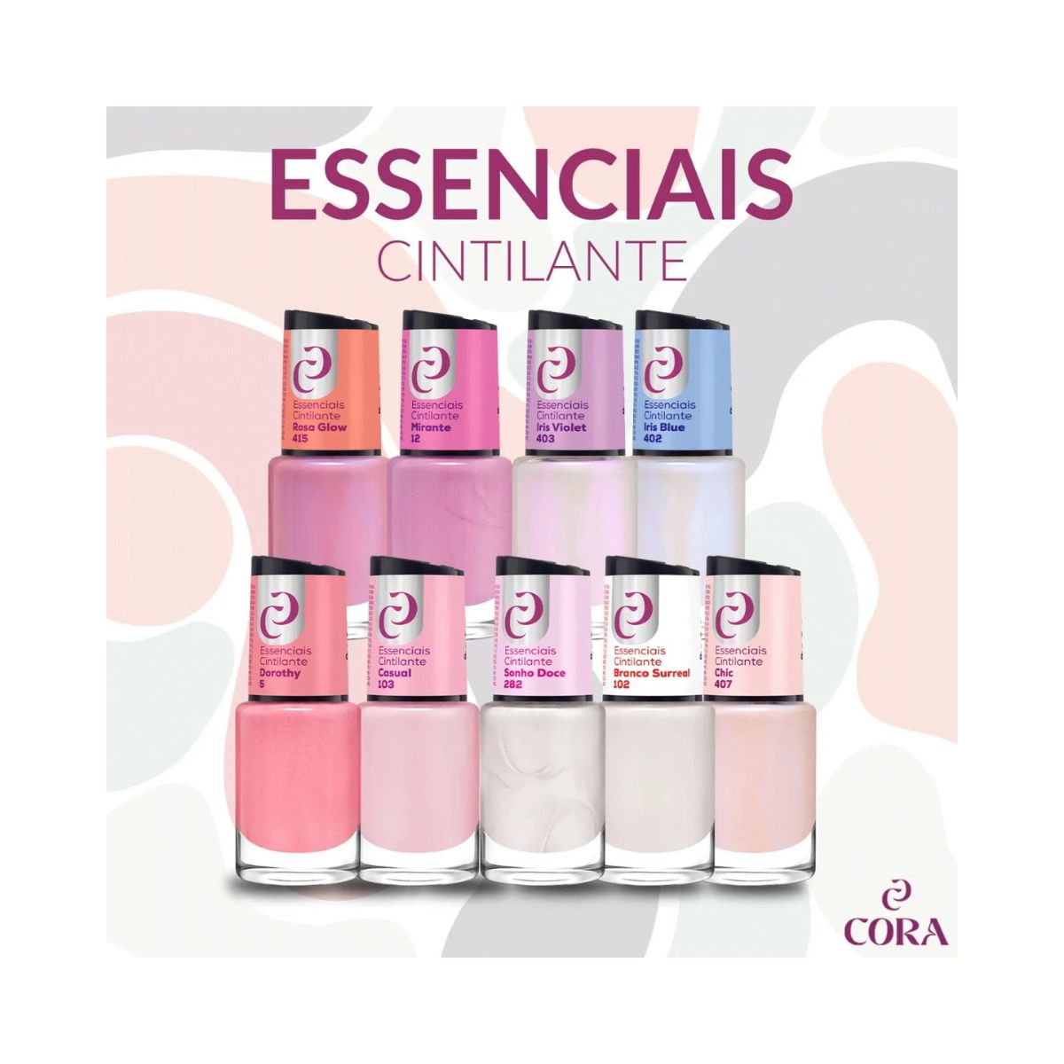 ESMALTE CORA ESSENCIAIS CINTILANTE BRANCO SURREAL Nº102 10ML