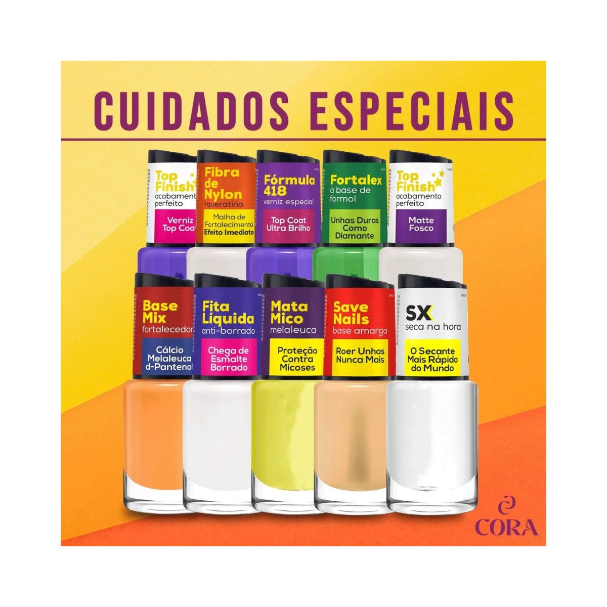 ESMALTE FORTALEX FORTALECEDOR ULTRA PODEROSO CUIDADOS ESPECIAIS UNHAS CORA 10ML